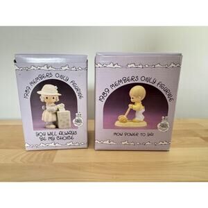 Precious Moments 1989 Members Only Figurines Lot of 2 Ballot Box Mow Power To Ya